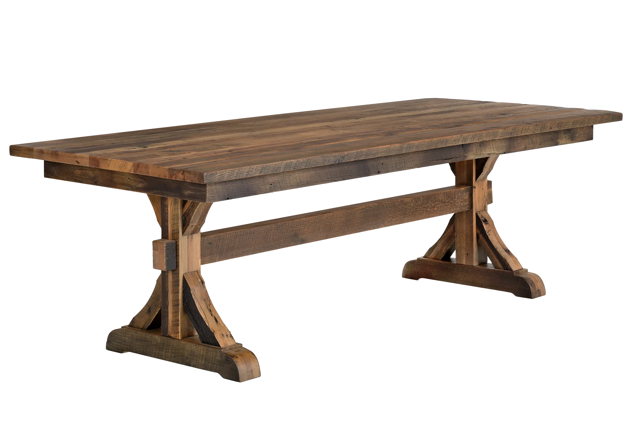 Amish Bristol Solid Hardwood Dining Table - No, , 42'' x 96'' x 30'' Solid Top, , , , , Barnwood, 3 Glaze Amish Bristol Solid Hardwood Dining Table - 281-487-QXYIB