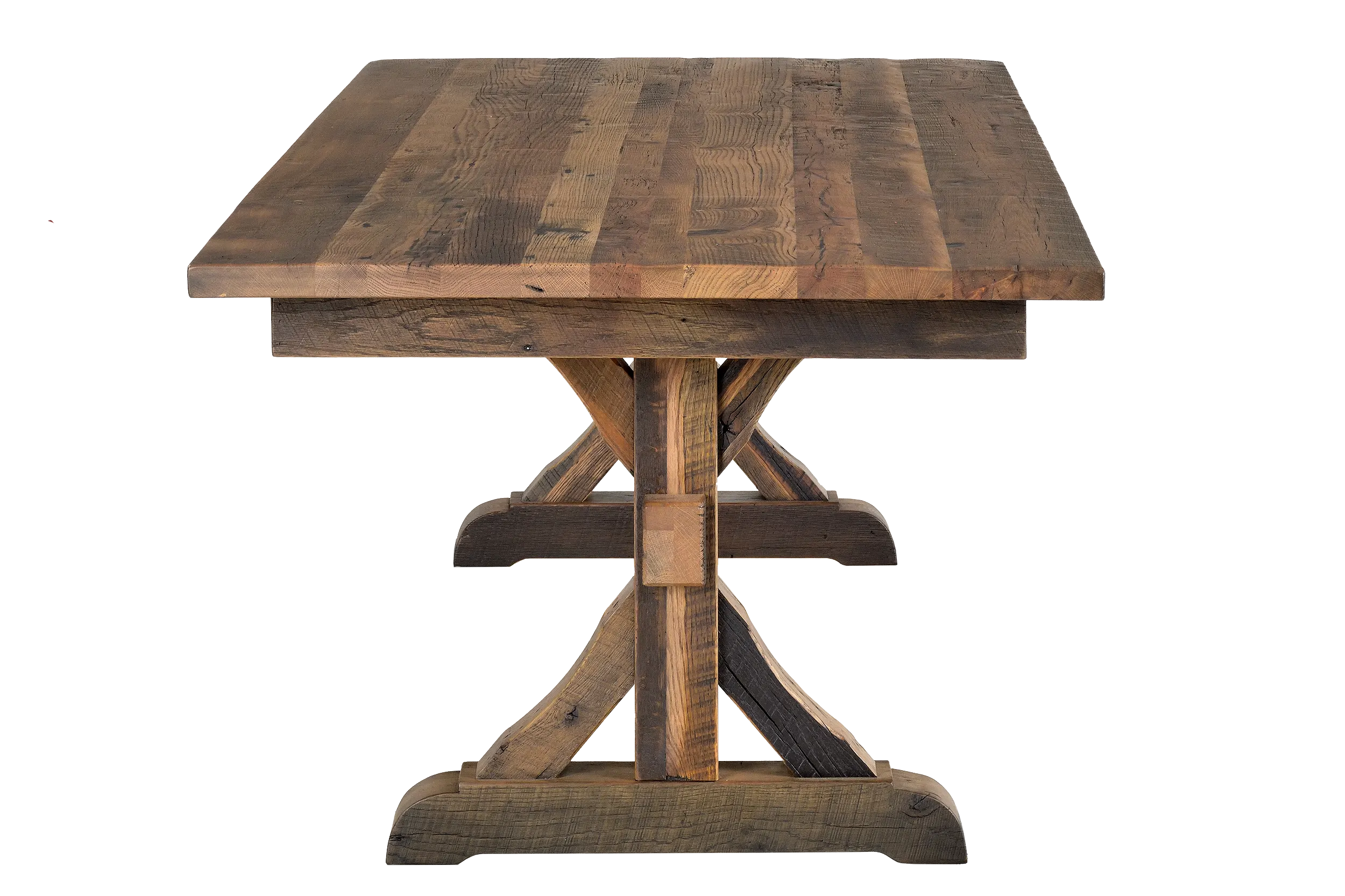Amish Bristol Solid Hardwood Dining Table - No, , 42'' x 96'' x 30'' Solid Top, , , , , Barnwood, 3 Glaze Amish Bristol Solid Hardwood Dining Table - 281-487-QXYIB