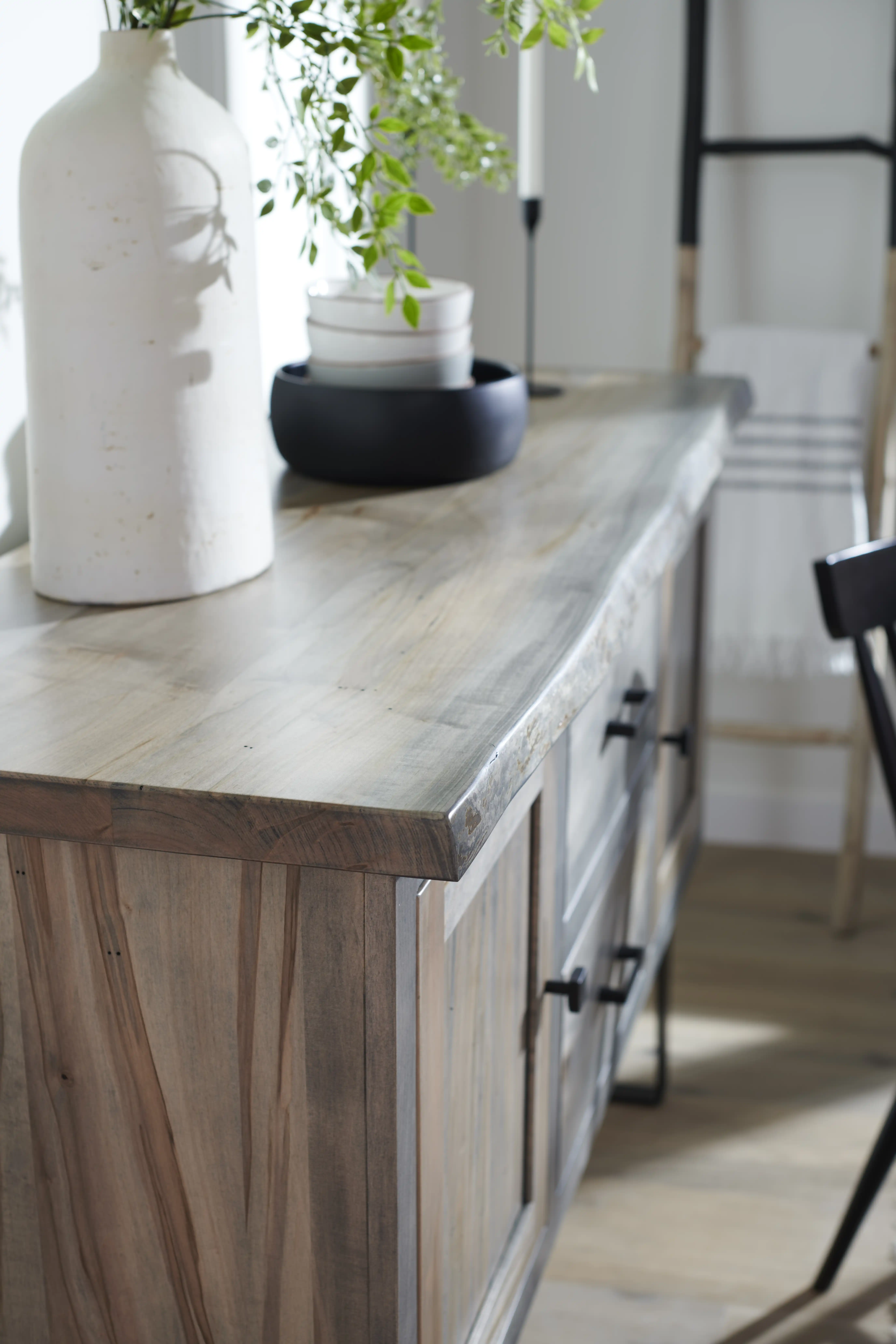 Amish Ashford Live Edge Solid Hardwood Dining Server - No, , , , , Wormy Maple, FC47872 Bel Air, Black Knobs, 845-MB, Black Pulls, 177-96-MB Amish Ashford Live Edge Solid Hardwood Dining Server - 281-490-694293