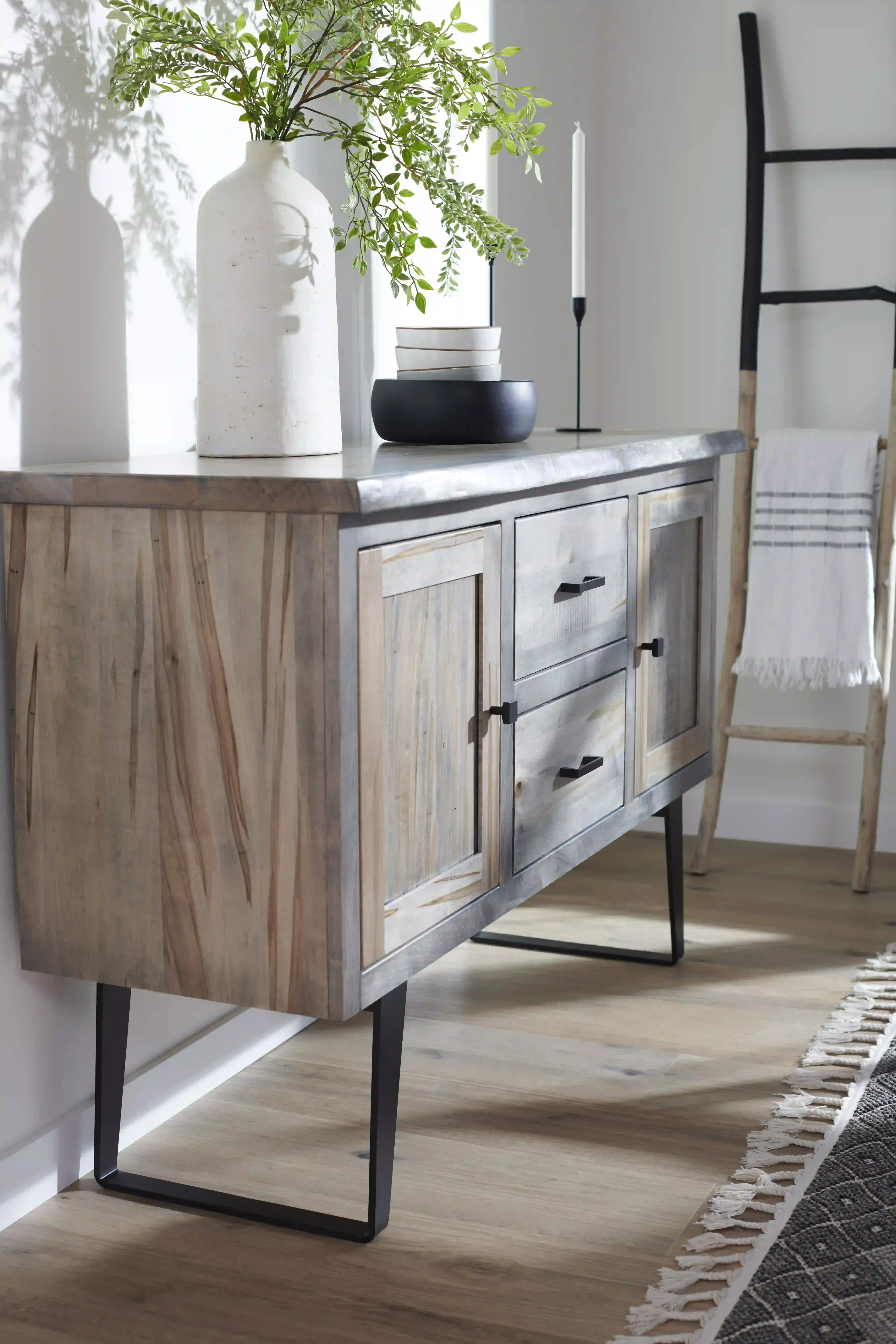 Amish Ashford Live Edge Solid Hardwood Dining Server - No, , , , , Wormy Maple, FC47872 Bel Air, Black Knobs, 845-MB, Black Pulls, 177-96-MB Amish Ashford Live Edge Solid Hardwood Dining Server - 281-490-694293