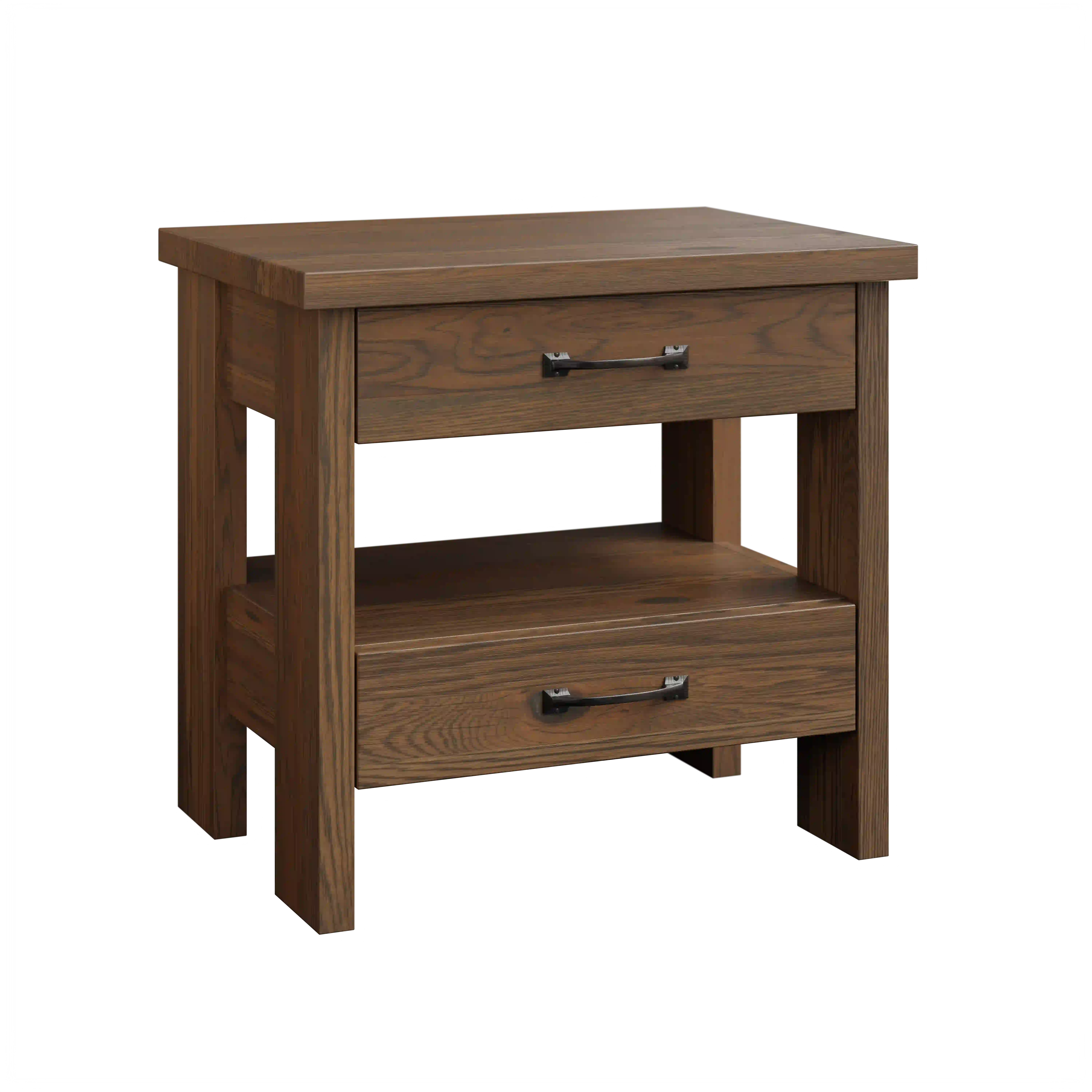 Amish Cheyenne Solid Hardwood Bedroom 2-Drawer Nightstand with Open Shelf - Amish Cheyenne Solid Hardwood Bedroom 2-Drawer Nightstand with Open Shelf - 281-528-595551