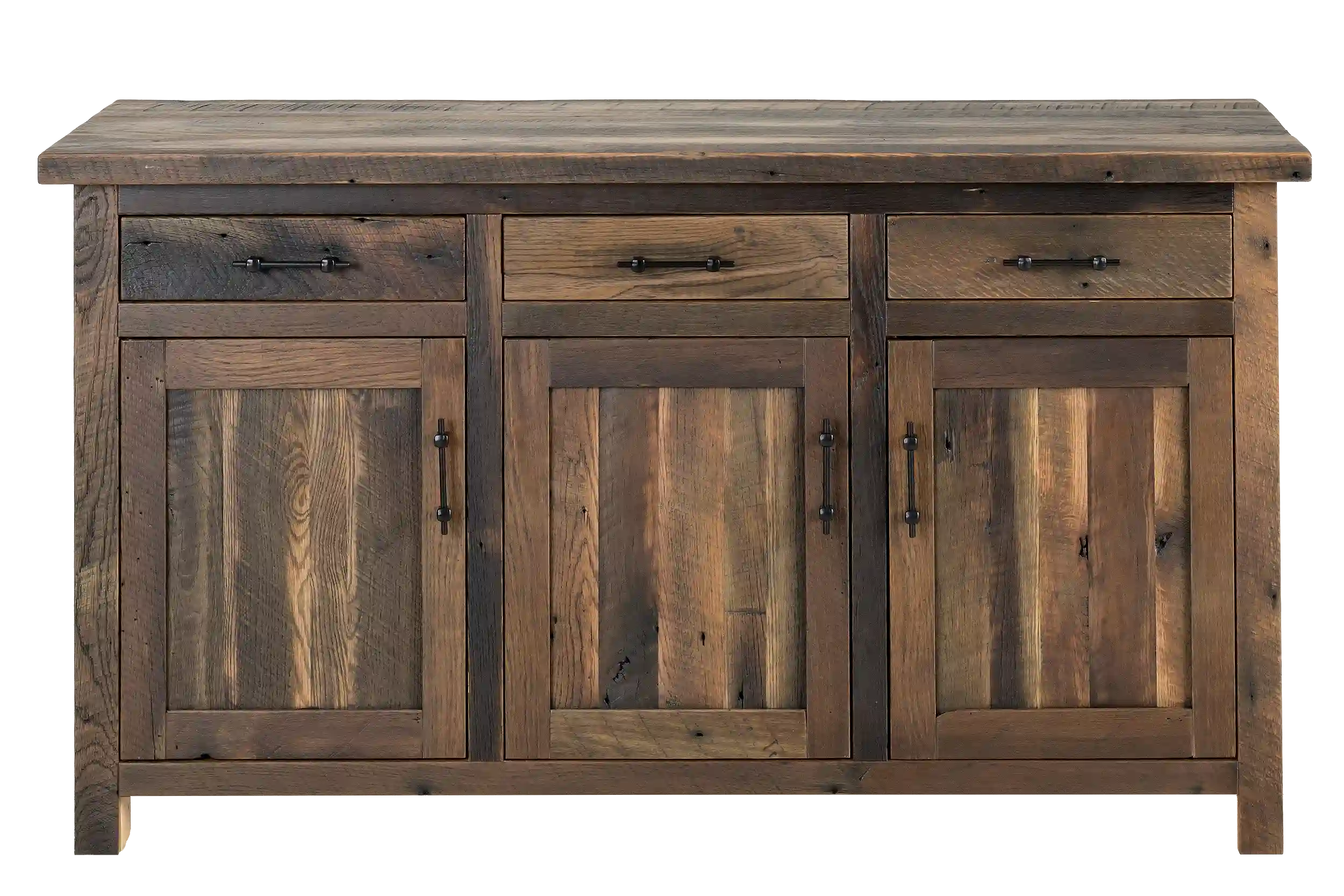 Amish Bristol Solid Hardwood Dining Server - No, , , , , Barnwood, 3 Glaze, Black Pulls, K558-BL, Black Pulls, K558-BL Amish Bristol Solid Hardwood Dining Server - 281-534-695597