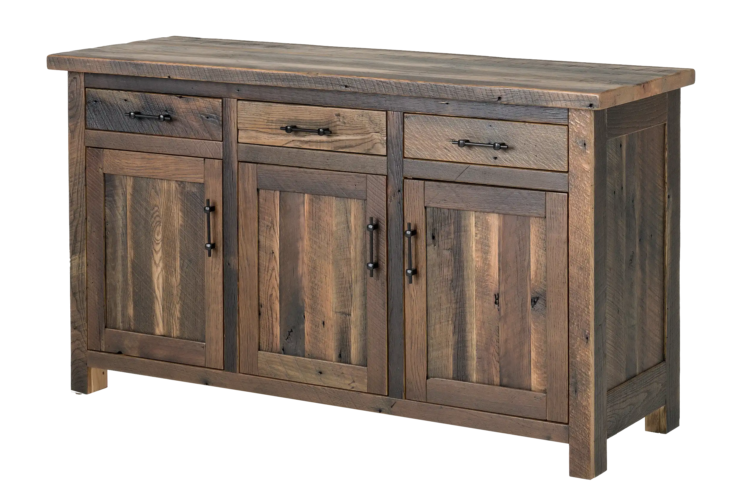 Amish Bristol Solid Hardwood Dining Server - No, , , , , Barnwood, 3 Glaze, Black Pulls, K558-BL, Black Pulls, K558-BL Amish Bristol Solid Hardwood Dining Server - 281-534-695597
