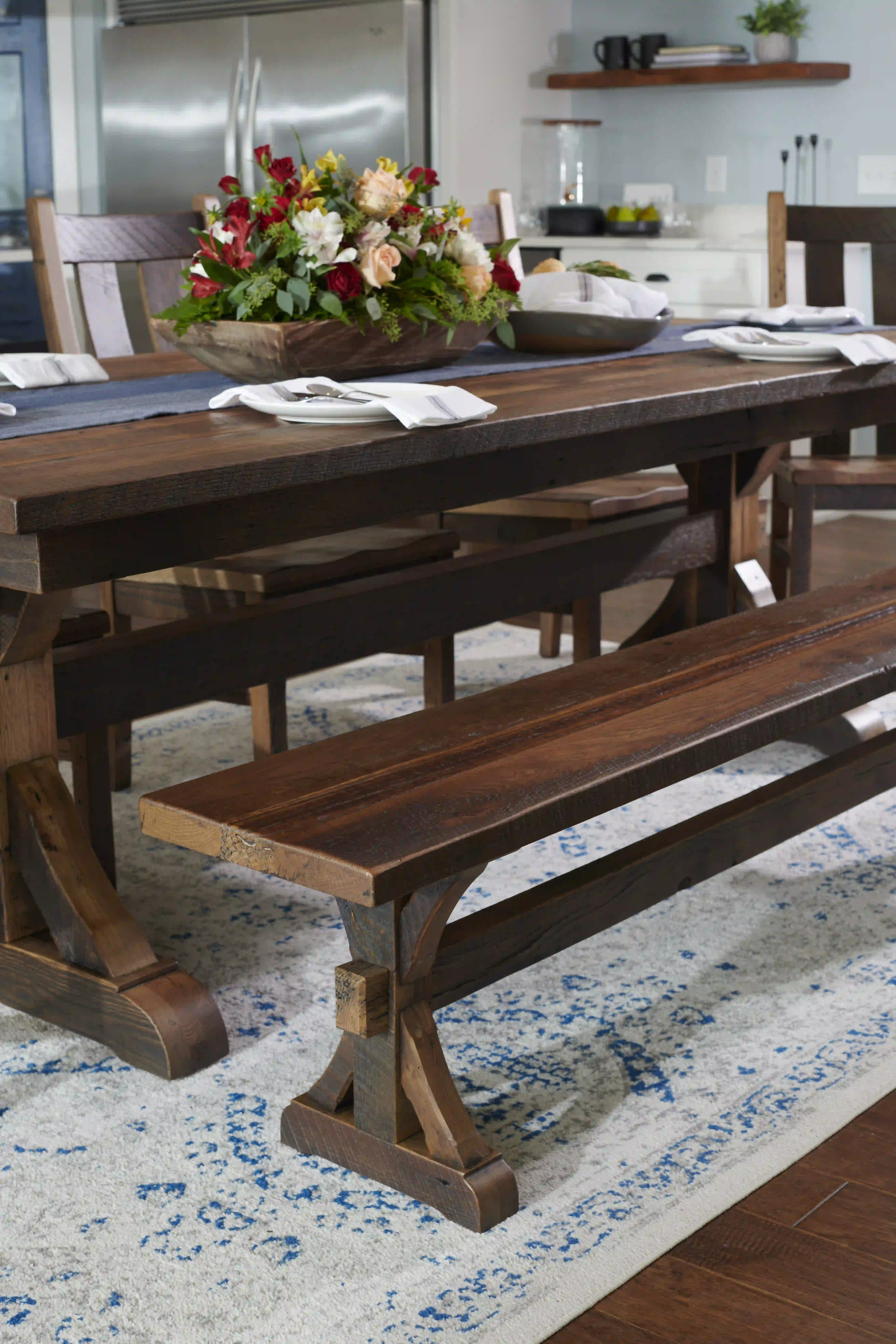 Amish Bristol Solid Hardwood Dining Bench - No, , 72", , , , , Barnwood, 3 Glaze Amish Bristol Solid Hardwood Dining Bench - 281-557-YBKZE