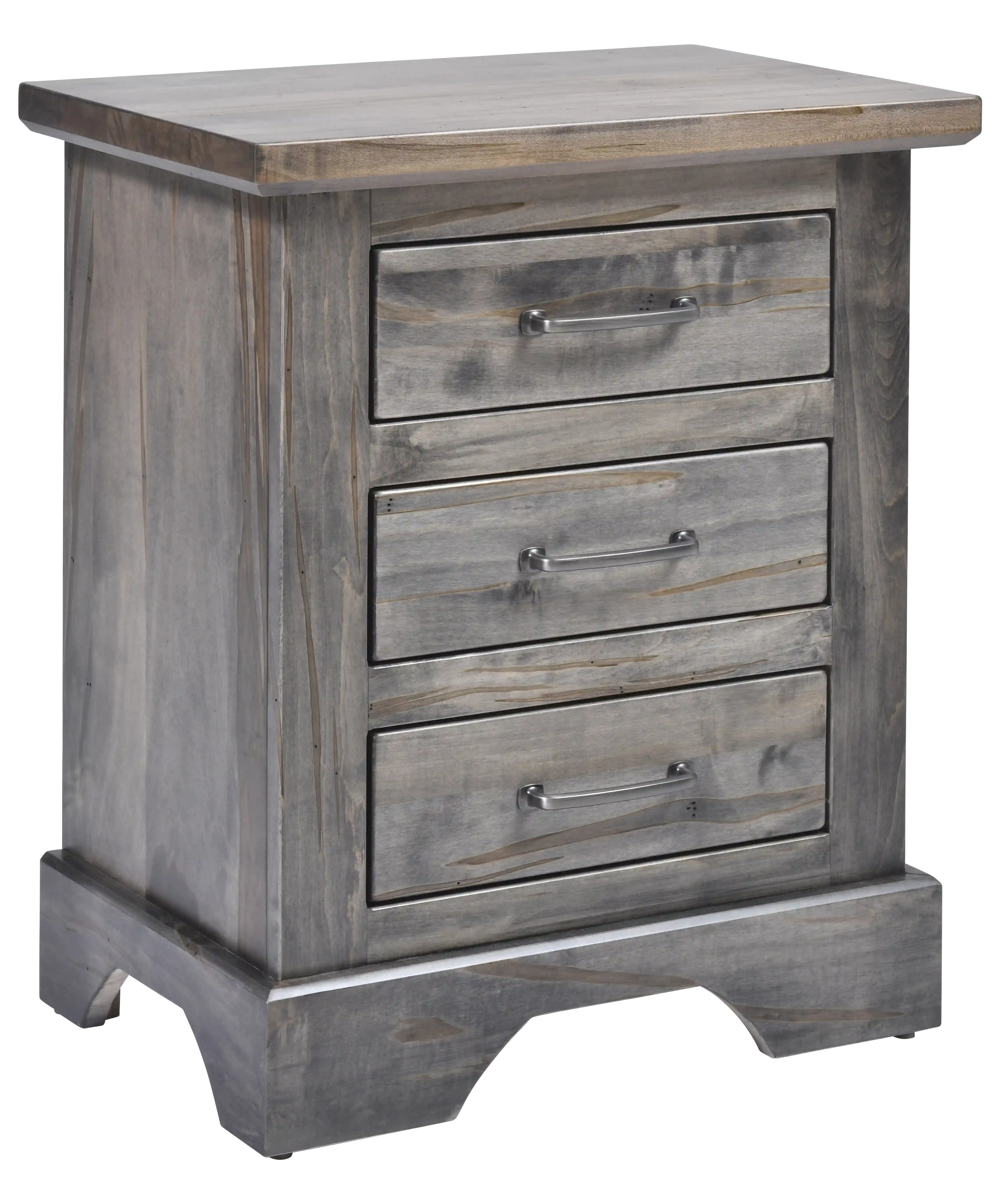 Amish Kimberley Solid Hardwood Bedroom 3-Drawer Nightstand - Amish Kimberley Solid Hardwood Bedroom 3-Drawer Nightstand - 281-630-H6AK