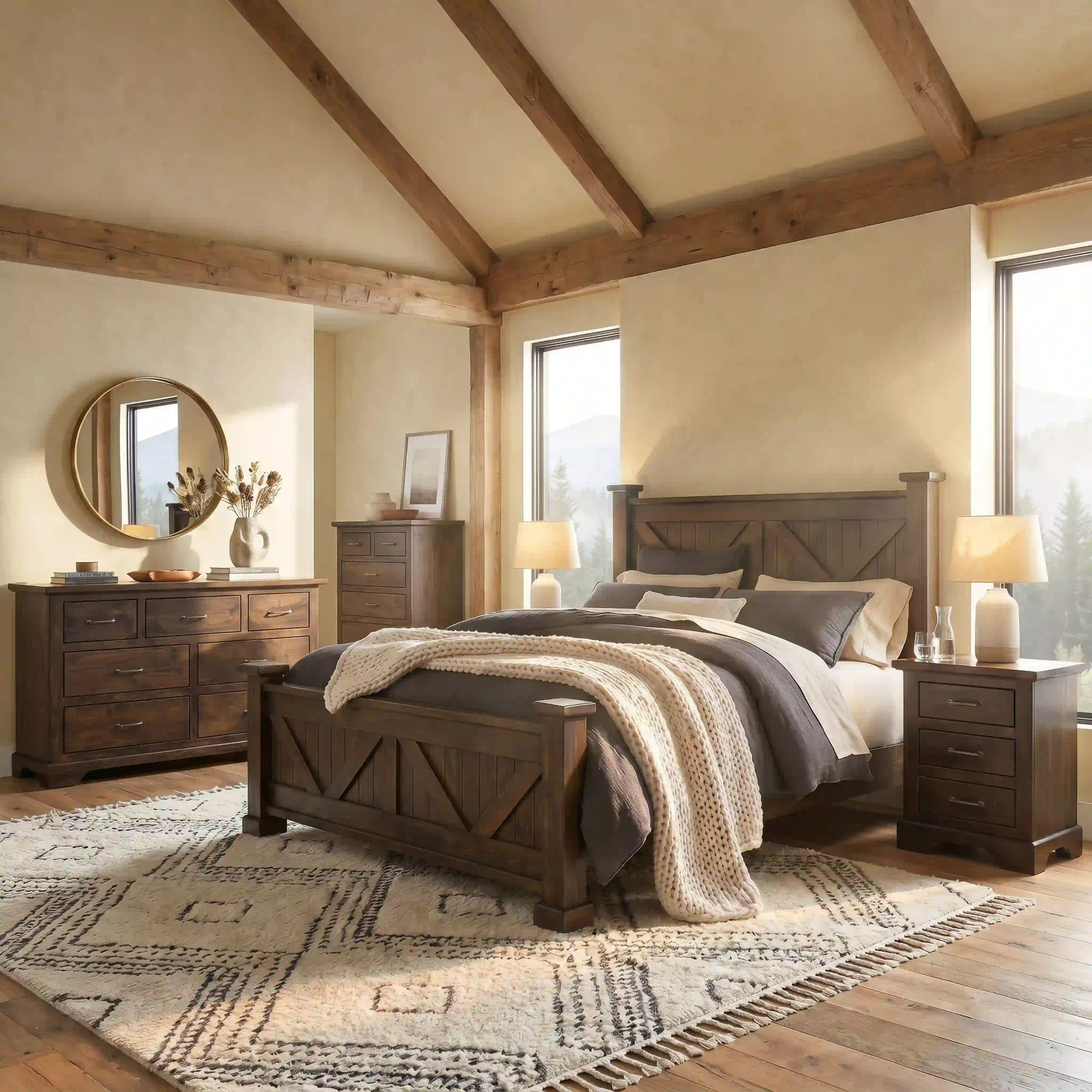 Amish Kimberley Solid Hardwood Bedroom Bed - Brown maple Charwood Amish Kimberley Solid Hardwood Bedroom Bed - 281-630-HHY
