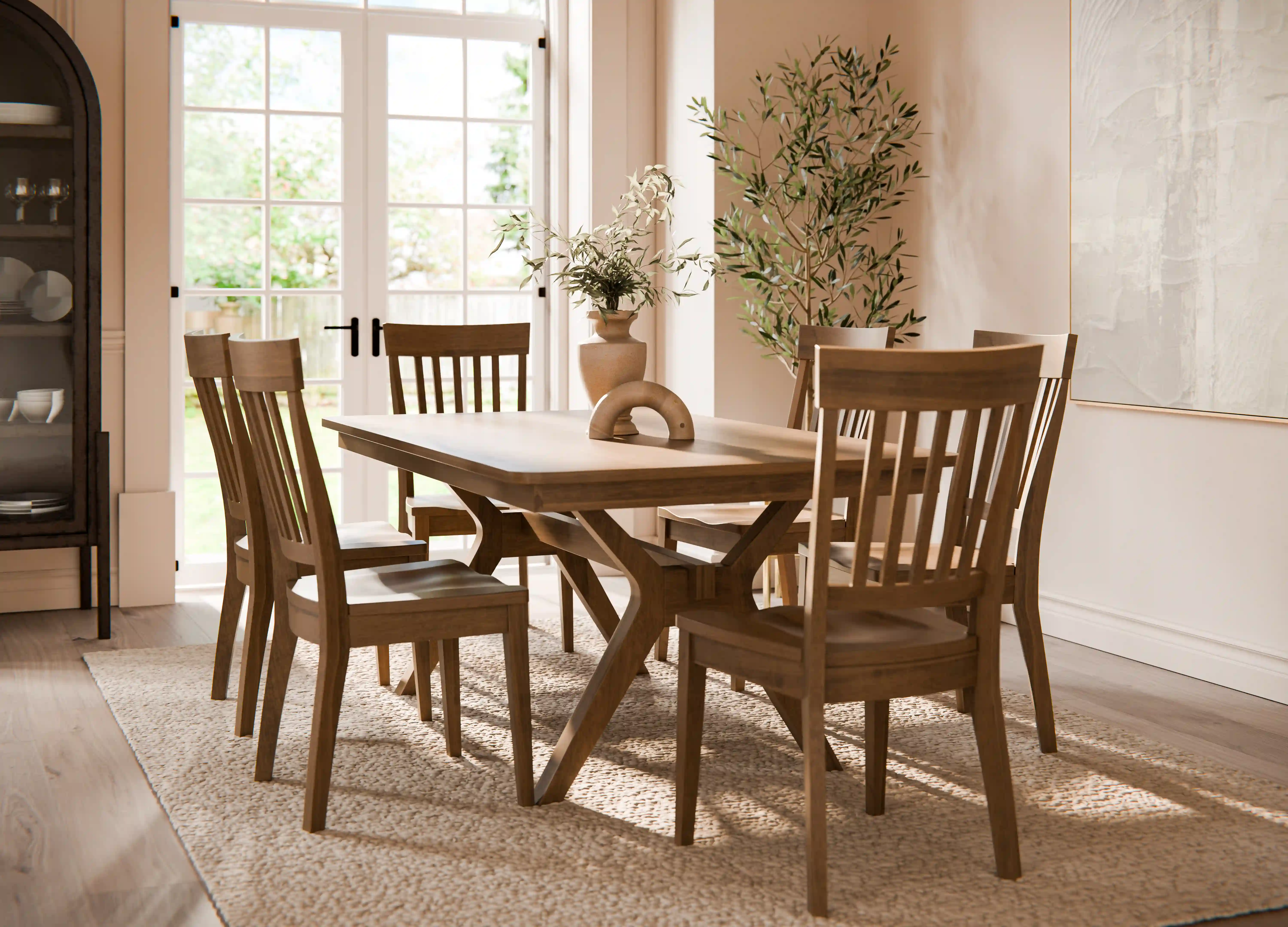 Amish Madison Trestle Solid Hardwood Dining Table - No, , , , , Brown Maple, 281-standard-bmaple Amish Madison Trestle Solid Hardwood Dining Table - 281-VZ-55-QXYIB