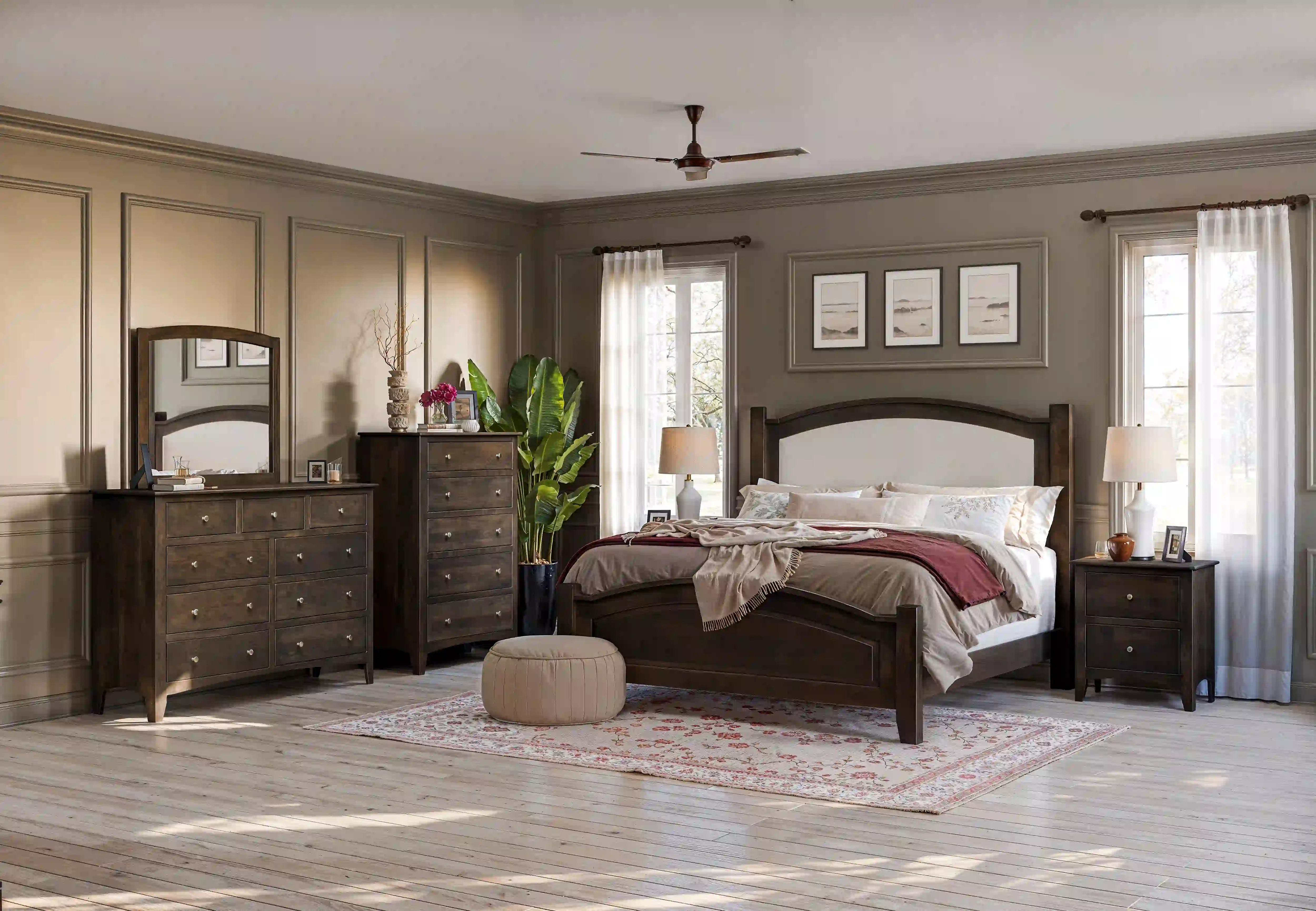 Carlston Royal Fabric Bed - Sap Cherry, Blackened Mocha, King Carlston Royal Fabric Bed - 310-O-OC-YBA