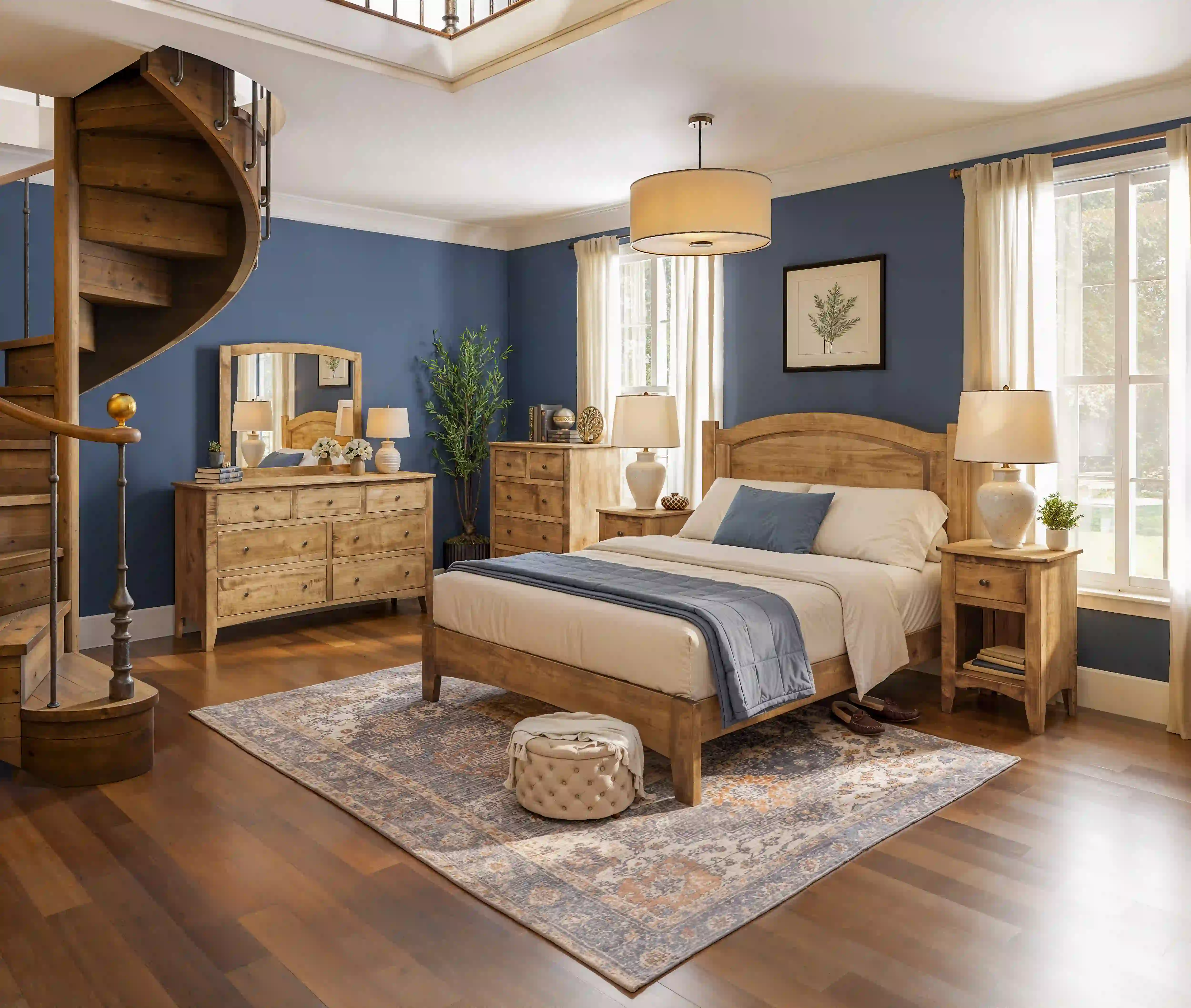 Carlston Bed - Wormy Maple, FC42000 Almond, Queen Carlston Bed - 310-O-YBA