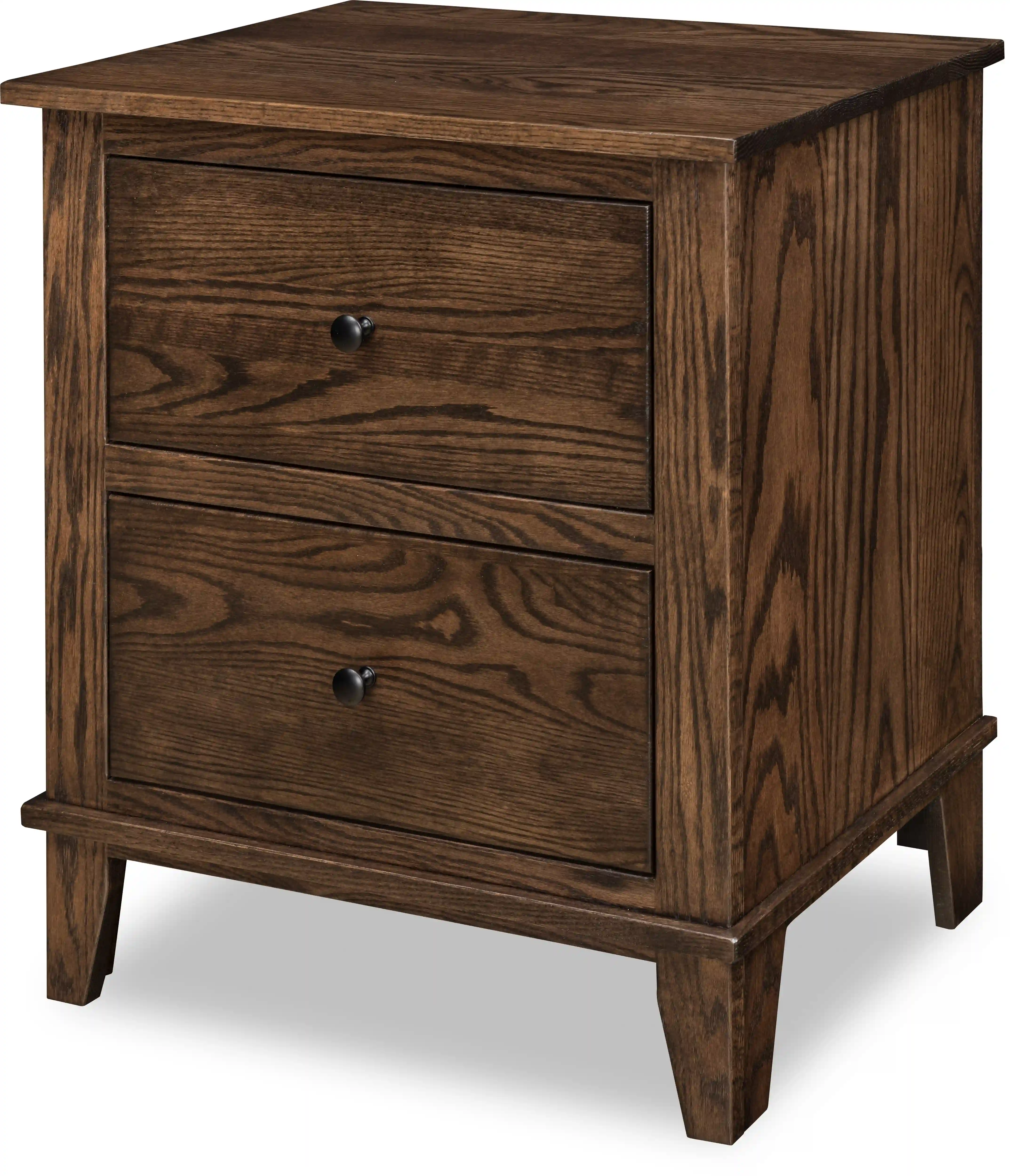 Madison 2-Drawer Nightstand - No, , , , , Oak, Charwood, Black Knobs, 53005-FB Madison 2-Drawer Nightstand - 310-Q-344